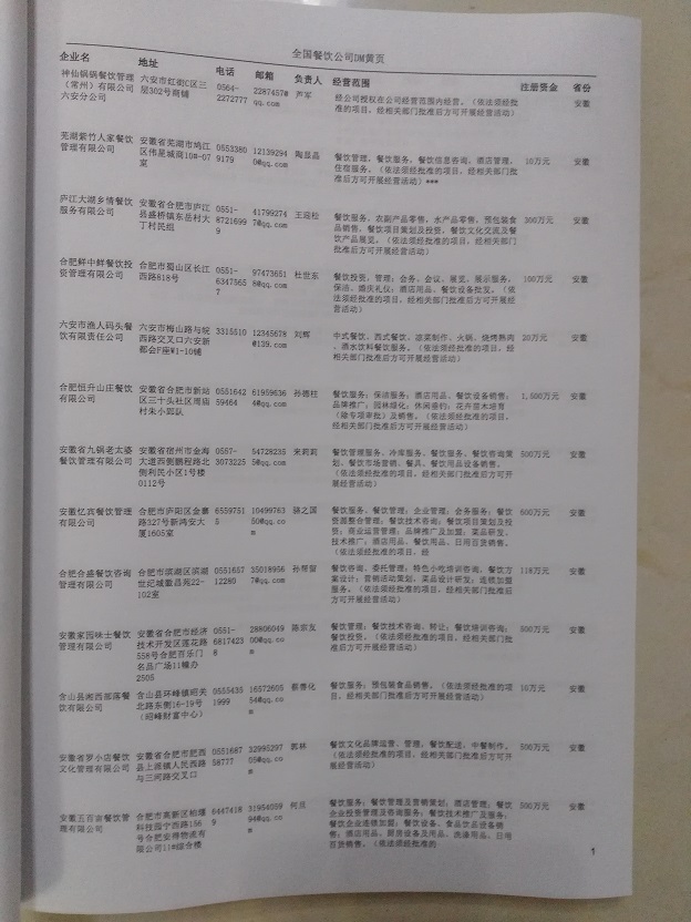 中國餐飲企業(yè)黃頁可開展精準(zhǔn)營銷，電話營銷、郵件營銷、傳真營銷等等多管齊下，圓您銷售冠軍夢