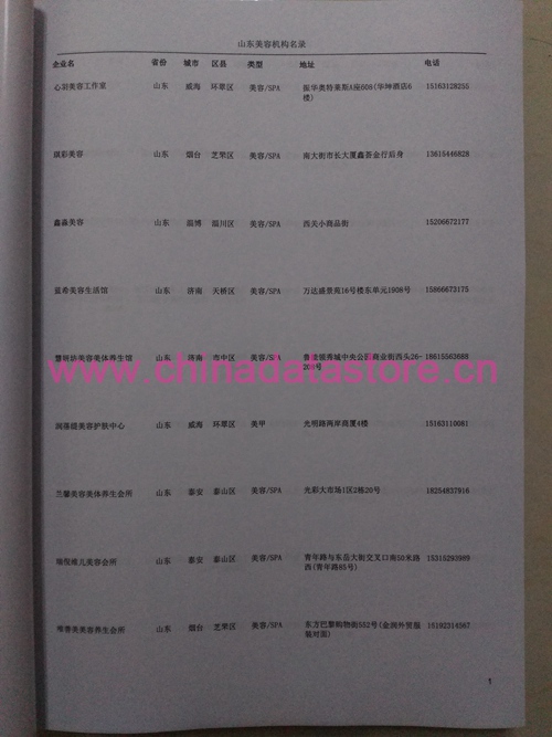 山東美容院企業(yè)黃頁收錄了最新的山東美容院企業(yè)名單，具有極高的營銷價值，實實在在提高銷售業(yè)績