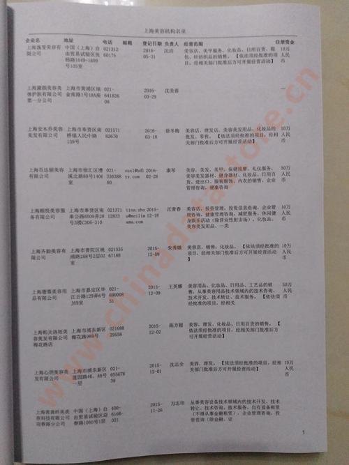 上海美容院企業(yè)黃頁收錄了最新的上海美容院企業(yè)名單，具有極高的營銷價值，實實在在提高銷售業(yè)績