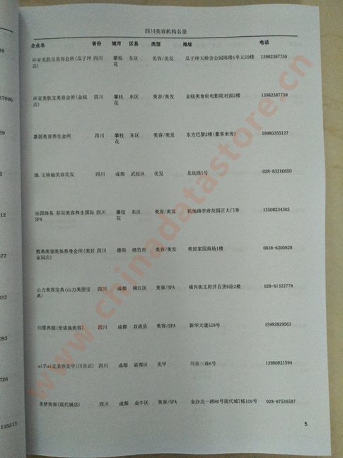四川美容機構(gòu)企業(yè)黃頁收錄了最新的四川美容機構(gòu)企業(yè)名單，具有極高的營銷價值，實實在在提高銷售業(yè)績